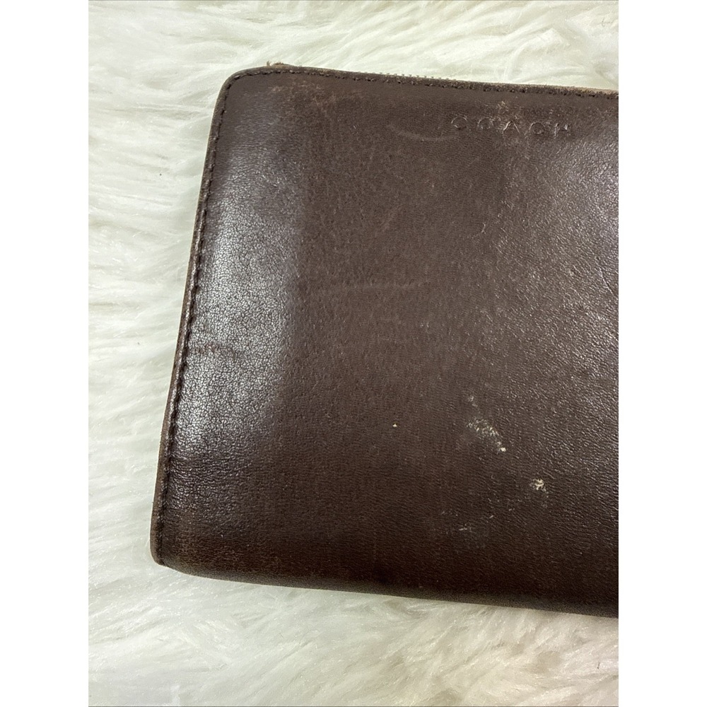 Vintage Coach Brown Glove Tanned Leather Zip Around Bifold Wallet - Picture 3 of 8